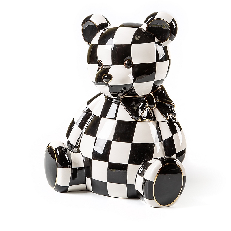 Mackenzie-childs Courtly Check Bear Ceramic Cookie Jar