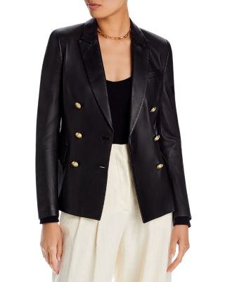 Derek Lam 10 Crosby Franklin Double Breasted Faux-Leather Blazer