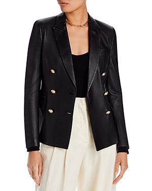 Franklin Double Breasted Faux-Leather Blazer