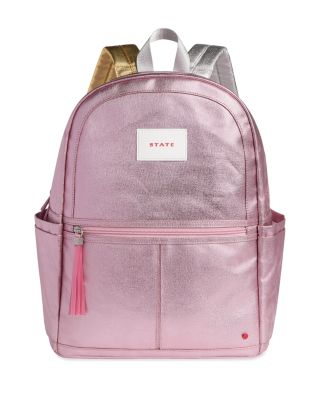 STATE - Unisex Kane Kids Travel Double Pocket Metallic Backpack