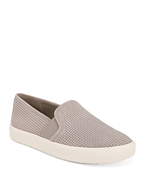 Vince Blair Perforated Suede Slip-on Sneakers In Taupe Grey