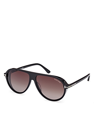 Tom Ford Marcus Pilot Sunglasses, 60mm In Black/brown Gradient