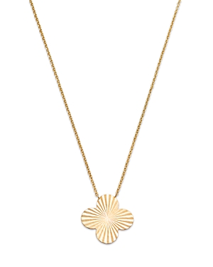 14K Yellow Gold Flower Pendant Necklace, 17