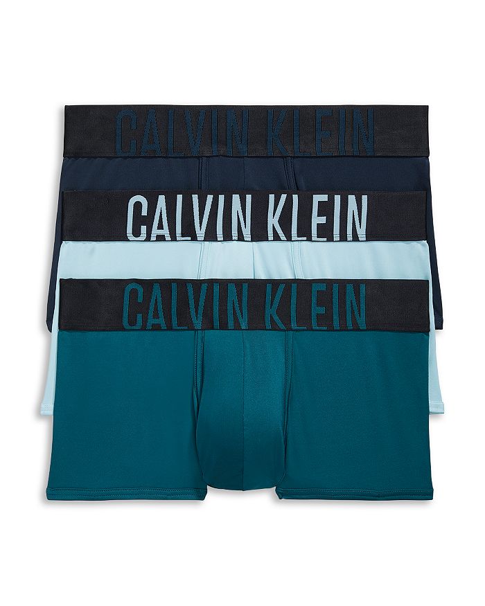 Shop Calvin Klein Intense Power Low Rise Trunks, Pack Of 3 In Atlantic Deep/blueberry/aquatic
