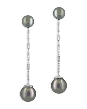 Bloomingdale's - Diamond (0.56 ct. t.w.) & Multi Black Tahitian Pearls Drop Earrings in 14K White Gold