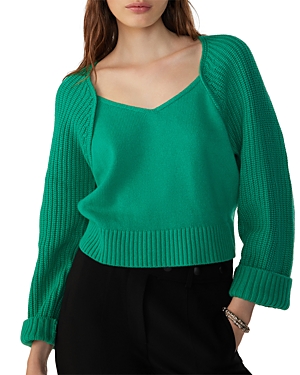 Ba&sh Susy Sweetheart Neck Sweater In Green