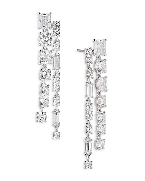 Nadri A La Carte Double Linear Drop Earrings in Rhodium Plated or 18K Gold Plated