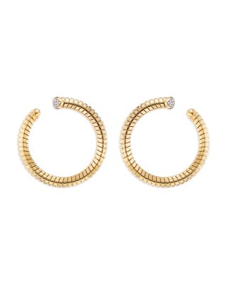 Marina B 18K Yellow Gold Trisolina Diamond Pave Side Hoop Earrings