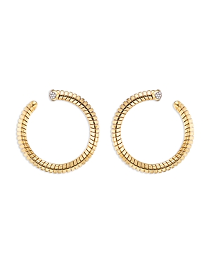 Marina B 18k Yellow Gold Trisolina Diamond Pave Side Hoop Earrings