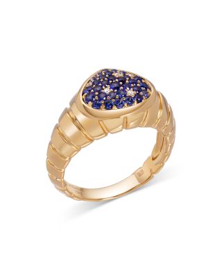 Marina B 18K Yellow Gold Timo Blue Sapphire & Diamond Pave Ring