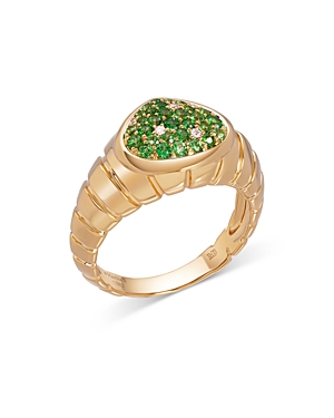 Marina B 18k Yellow Gold Timo Tsavorite Garnet & Diamond Pave Ring In Green/gold