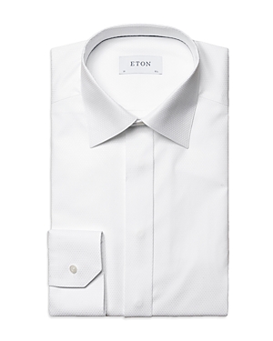 Shop Eton Contemporary Fit Pin-dot Pique Formal Shirt In White