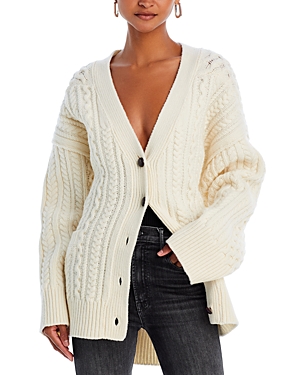 Re/Done Oversized Cable Knit Wool Cardigan