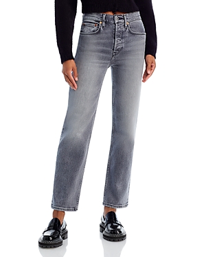 RE/DONE RE/DONE 70S STOVE PIPE HIGH RISE ANKLE STRAIGHT JEANS IN SILFADE