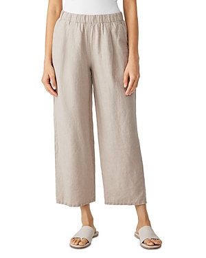 Eileen Fisher Organic Linen Wide Leg Pull On Pants In Cblst