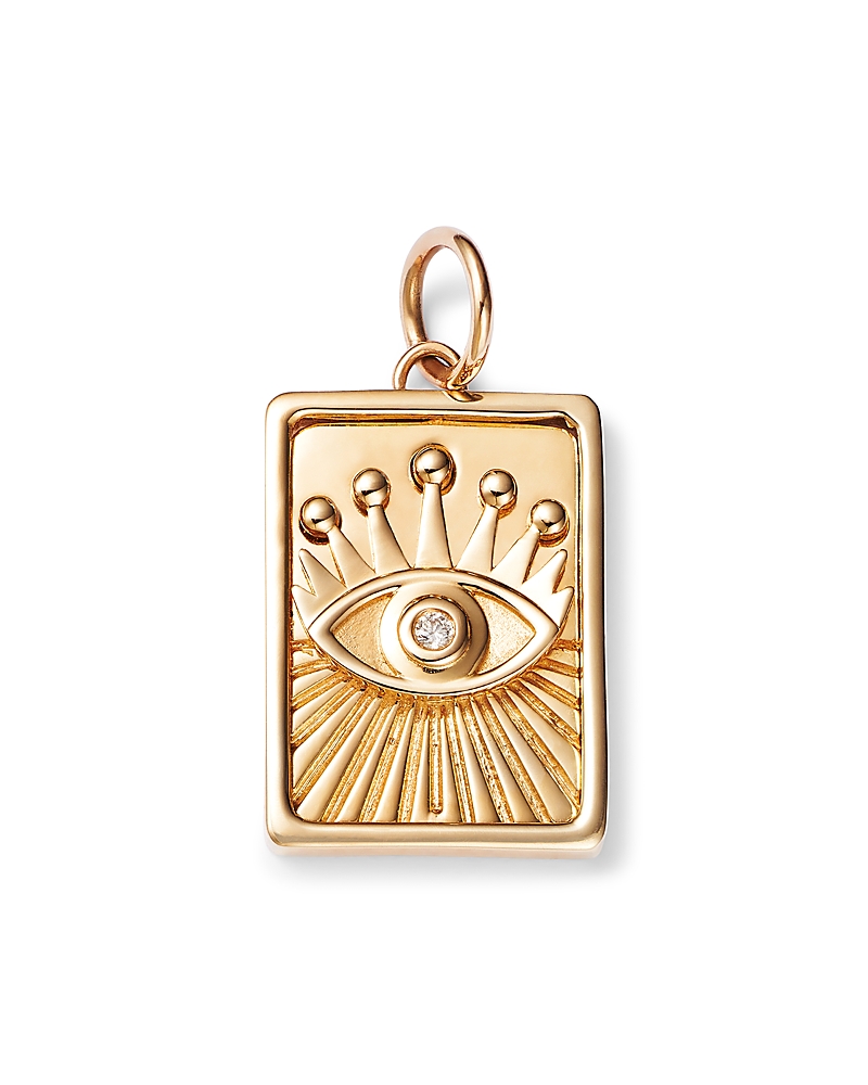 Moon & Meadow 14k Yellow Gold Charmed Diamond Evil Eye Charm Pendant In Gold