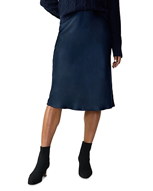 Sanctuary Everyday Satin Midi Skirt In Navy Reflection