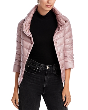 Herno Iconico Cropped Down Puffer Coat In Rose