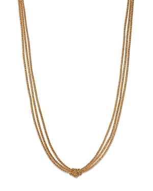 14K Yellow Gold Multi Layer Mesh Knotted Collar Necklace, 18