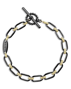 LAGOS - 18K Yellow Gold Black Caviar Signature Ceramic Link Toggle Bracelet
