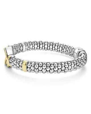 18K Yellow Gold & Sterling Silver Signature Caviar Interlocking Circle Beaded Bracelet