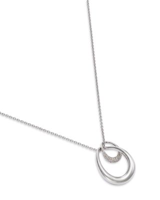 Sterling Silver Offspring Pav&eacute; Diamond Pendant Necklace, 17.72"