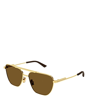 Shop Bottega Veneta Light Ribbon Navigator Sunglasses, 57mm In Gold/brown Solid