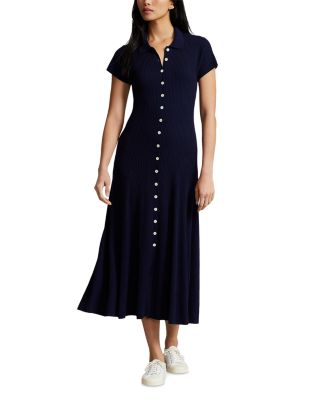 Ralph Lauren Wool Ribbed Knit Shirt Dress | Bloomingdale's Women