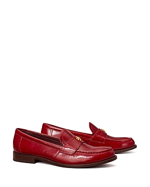 Tory Burch Classic Leather Medallion Loafers In Crimson Red