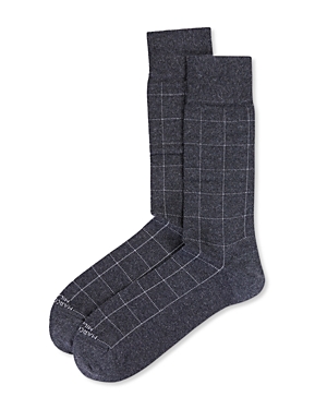 Marcoliani Mousse Of Modal Windowpane Mid Calf Socks In Gray