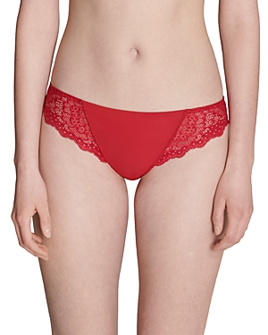 Simone Perele Caresse Lace Mesh Thong In Tango Red