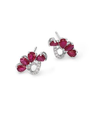 Precious Stone & Diamond Ear Climbers in 14K White Gold