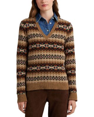 Ralph Lauren Fair Isle V-Neck Sweater Bloomingdale's