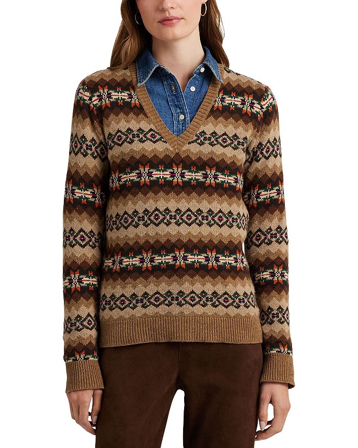 Ralph Lauren Fair Isle V-Neck Sweater | Bloomingdale's