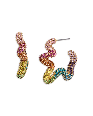 Kurt Geiger London Rainbow Pave Squiggle Hoop Earrings