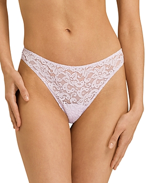 Shop Hanro Luxury Moments Lace Thong In Lupine Love