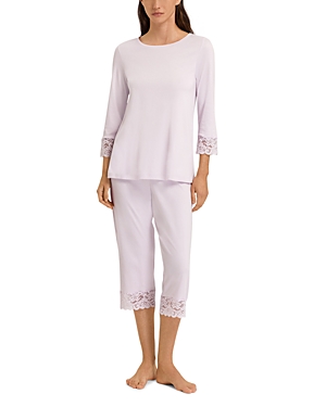Shop Hanro Moments Cropped Pajama Set In Lupine Love