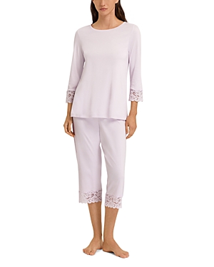 Hanro Moments Cropped Pajama Set In Lupine Love