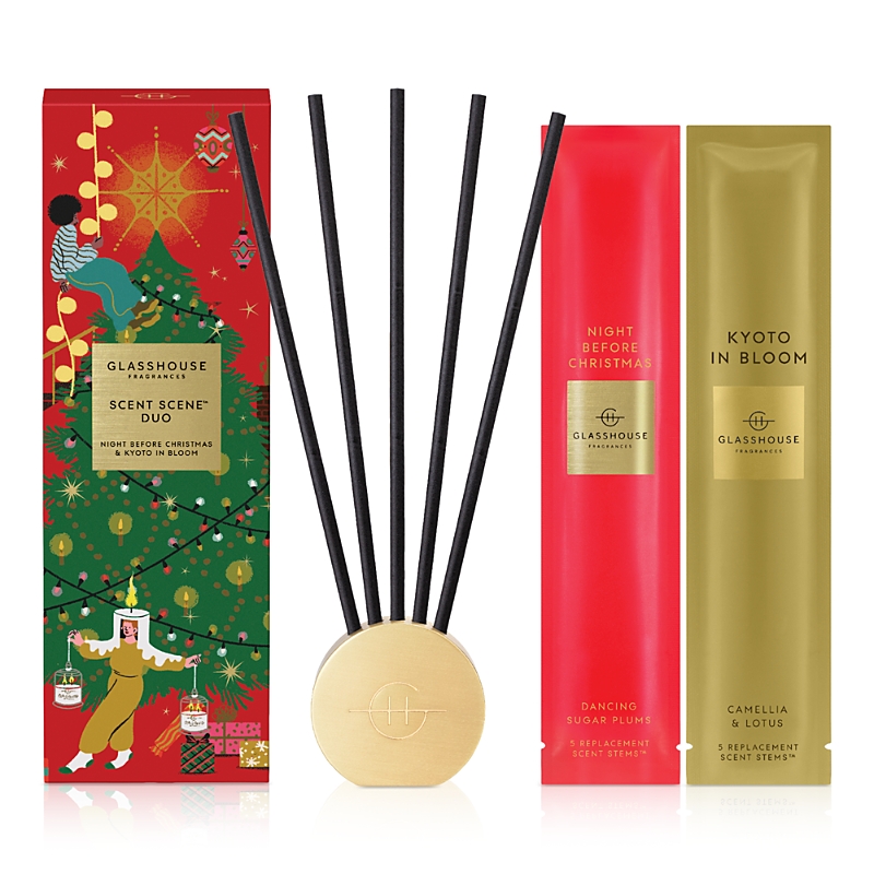 Glasshouse Fragrances Scent Stems Night Before Christmas and Kyoto in Bloom Set