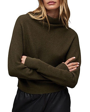 Allsaints Ridley Cropped Sweater In Olive Green