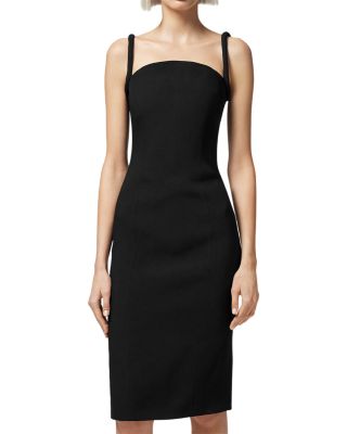 Versace Satin Pencil Midi Dress In Black