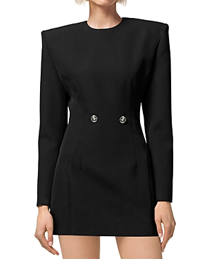 Shop Versace Tailored Long Sleeve Mini Dress In Black