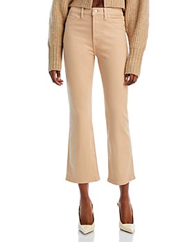 7 For All Mankind - High Rise Cropped Coated Slim Kick Flare Jeans in Caramel Coated