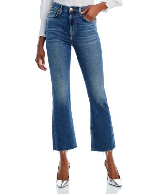 For All Mankind High Rise Slim Kick Ankle Jeans in Blue Print