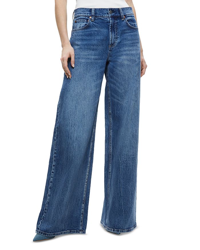 Alice and Olivia Trish Mid Rise Baggy Jeans in Broklyn Blue ...