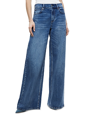 Shop Alice And Olivia Trish Mid Rise Baggy Jeans In Broklyn Blue