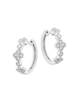 Bloomingdale's Fine Collection Diamond Milgrain Bezel Hoop Earrings in 14K White Gold, 0.65 ct. t. w.