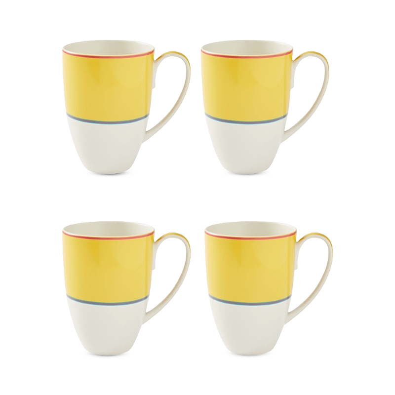 Spode Calypso 17 Oz. Mugs, Set Of 4 In Yellow