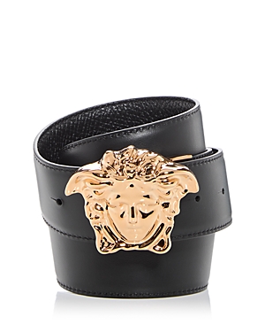 Versace Men's Medusa Buckle Leather Belt In Black-