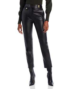 Shop Veronica Beard Renzo Leather Ankle Pants In Black